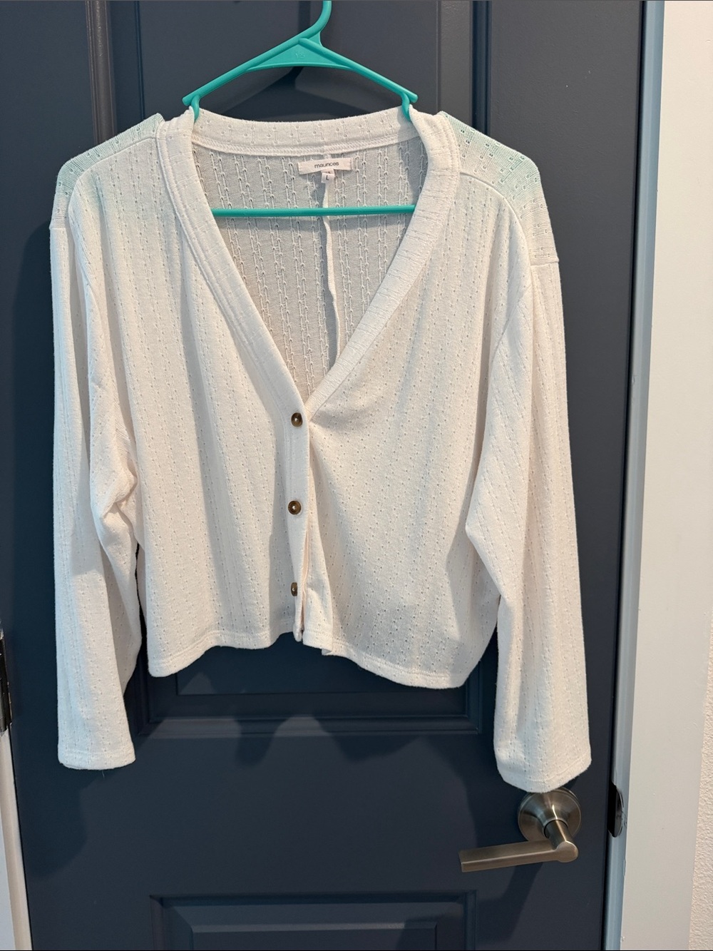 Maurices White Knit Button-Front Cardigan